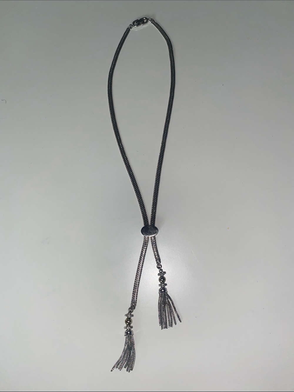 Monet Adjustable Silver-Tone Tassel Lariat Necklace